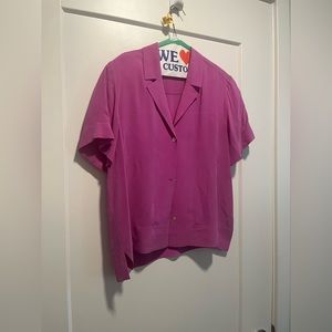Everlane Magenta Silk Blouse, size 8
